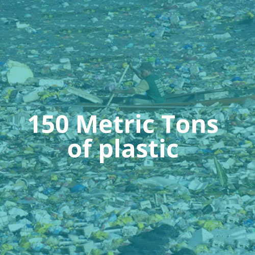 150 metric tons of plastic
