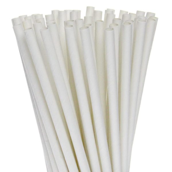Bulk White Paper Straws Unwrapped